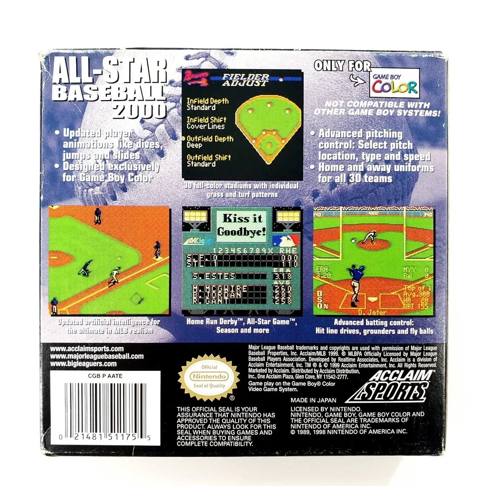 All-Star Baseball 2000 (Nintendo Game Boy Color, 1999) Authentic Complete Tested
